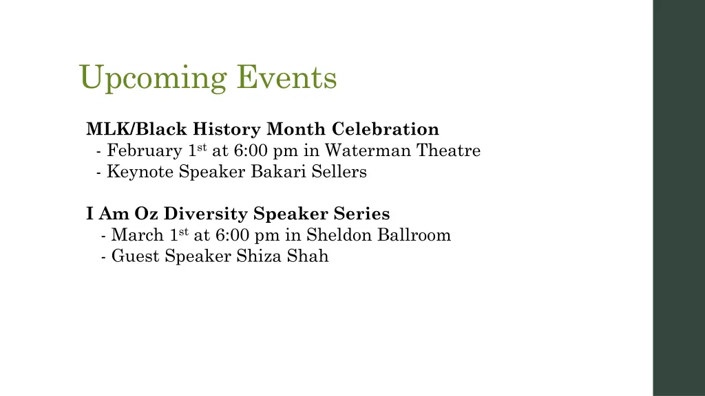 upcoming events