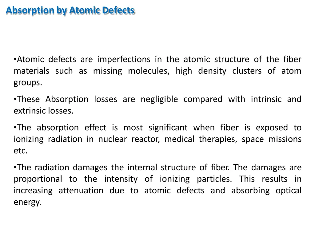 absorptionby atomic defects