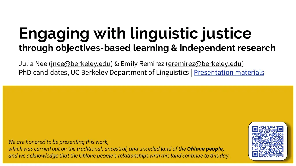 engaging with linguistic justice through