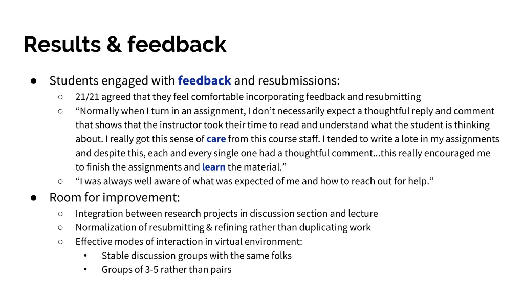 results feedback 1