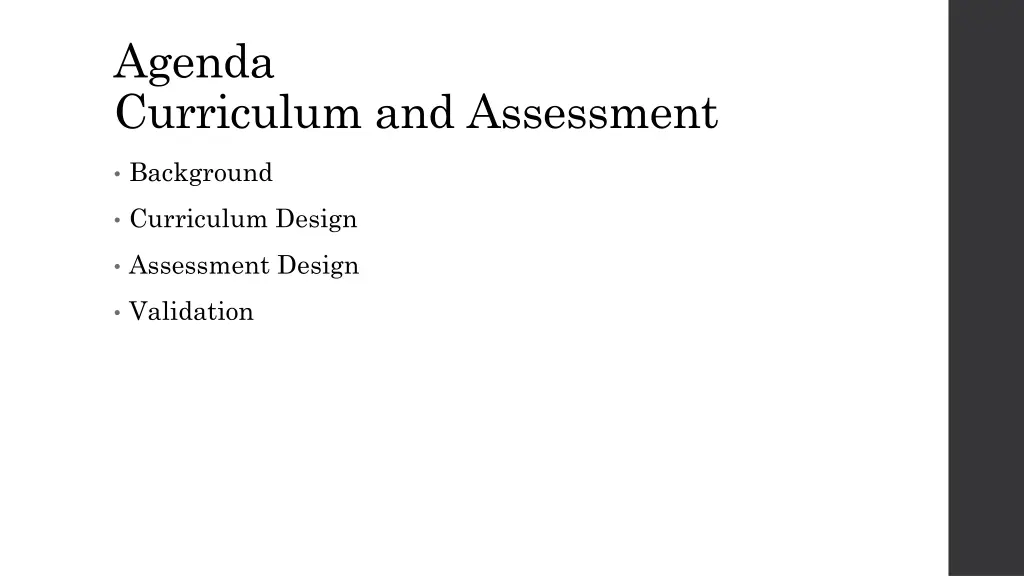 agenda curriculum and assessment