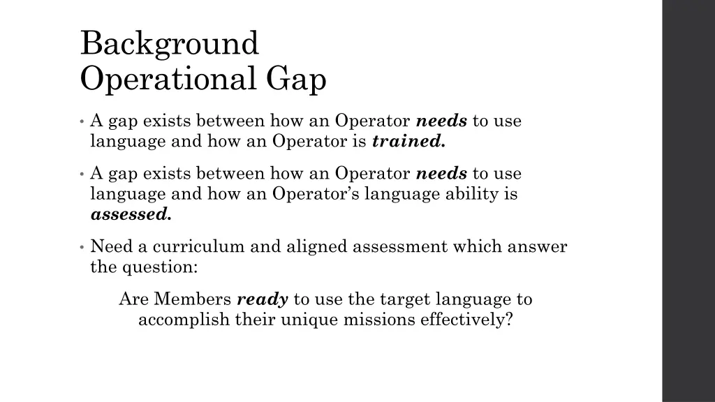 background operational gap
