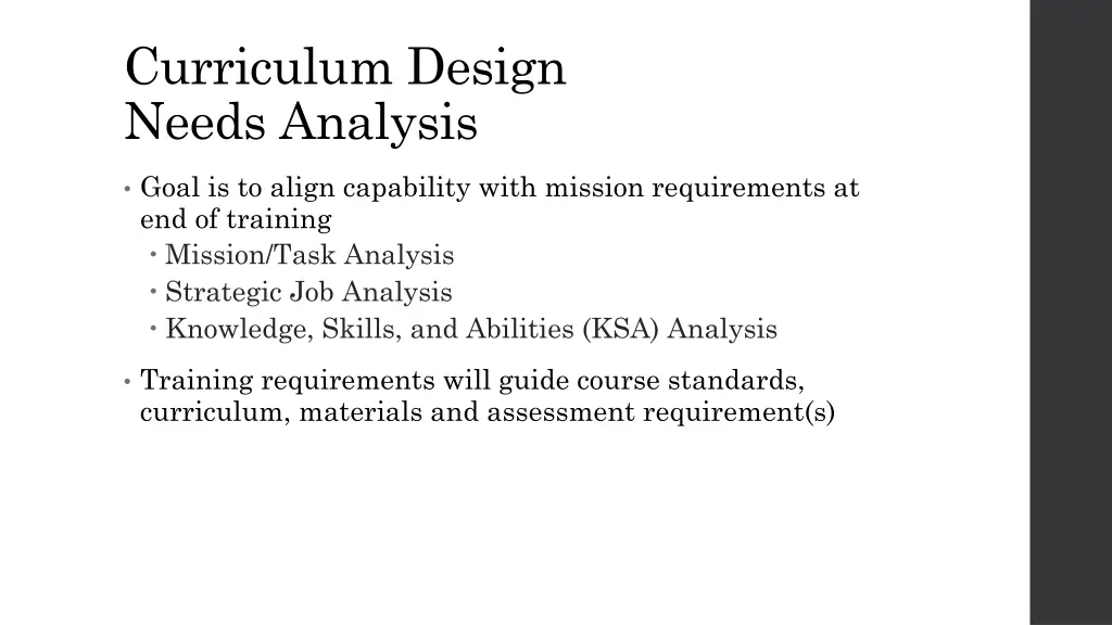 curriculum design needs analysis 1
