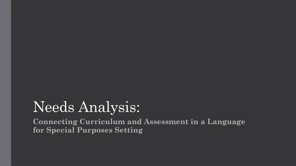 needs analysis connecting curriculum