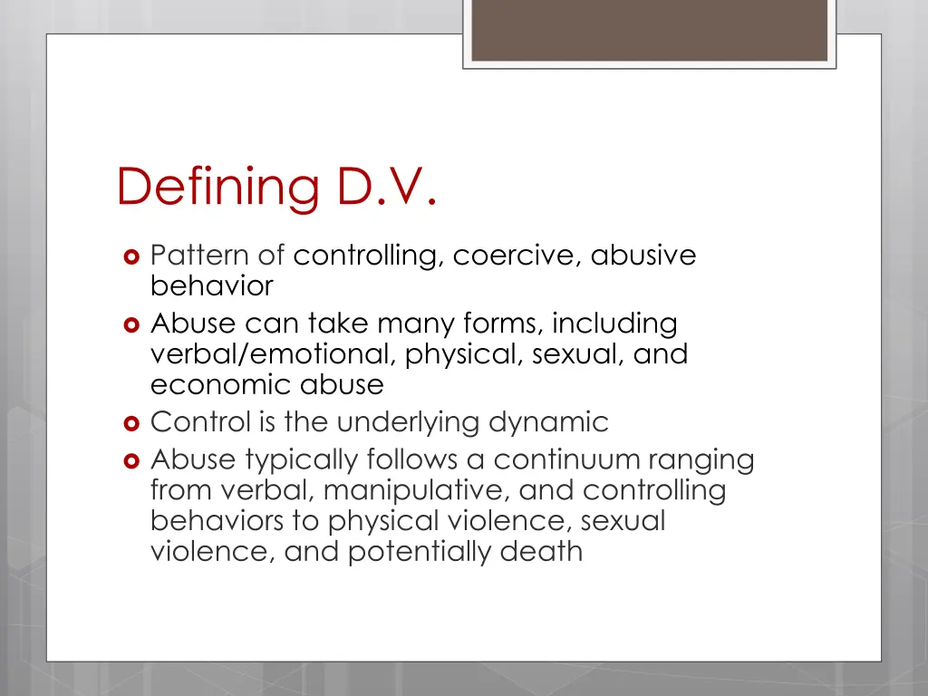 defining d v