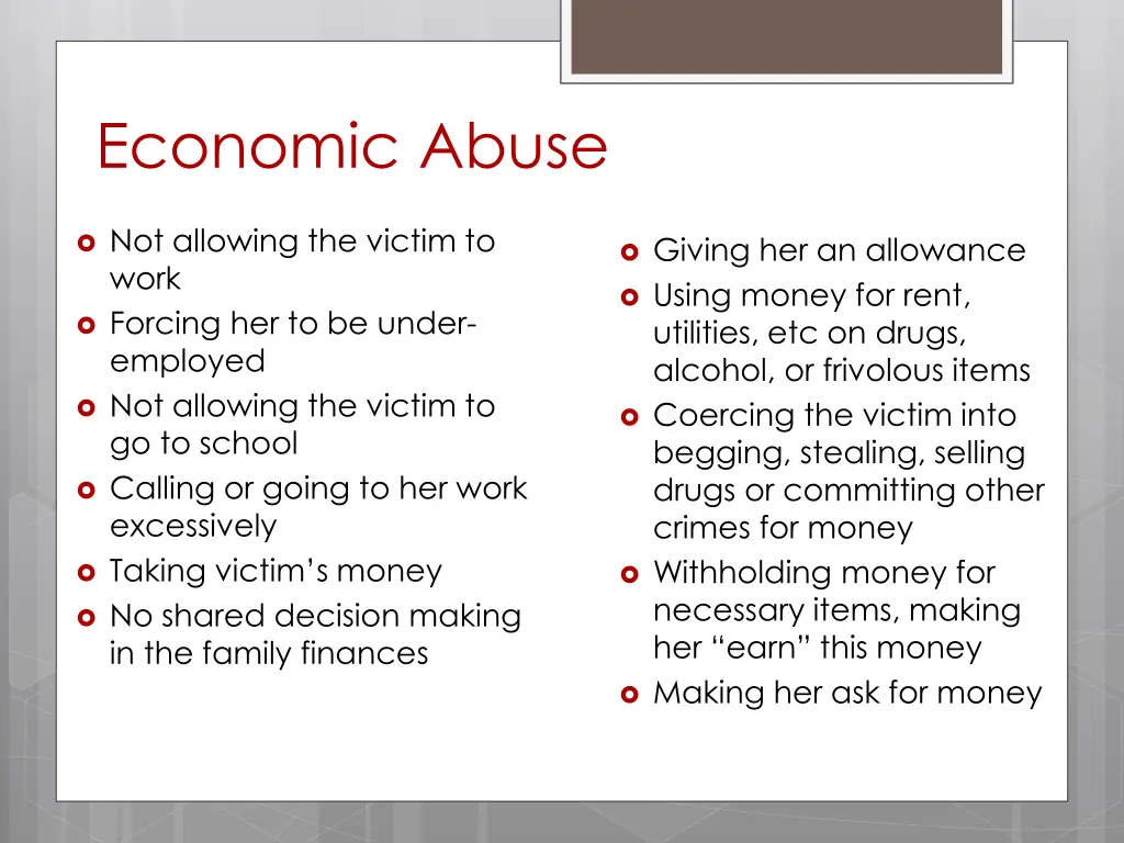 economic abuse