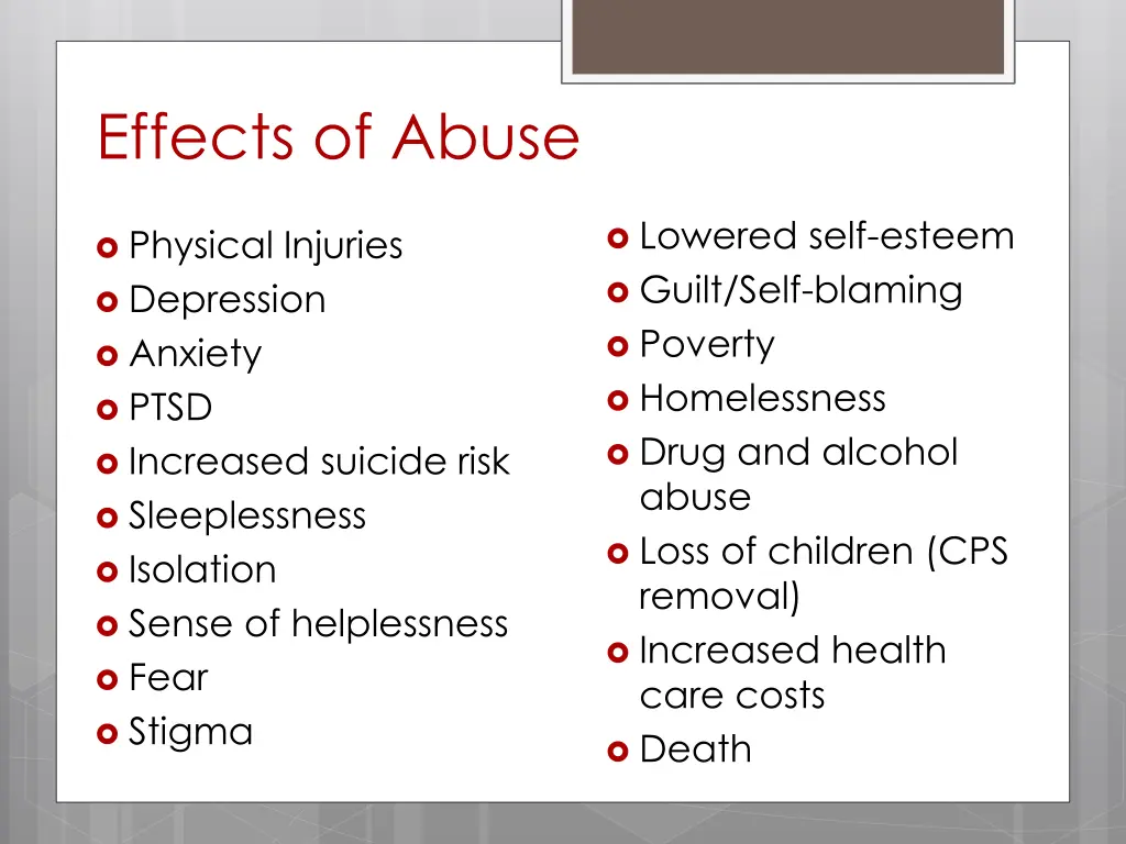 effects of abuse