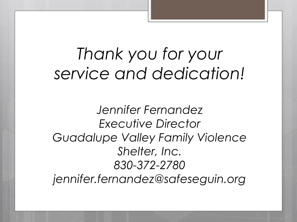 thank you for your service and dedication