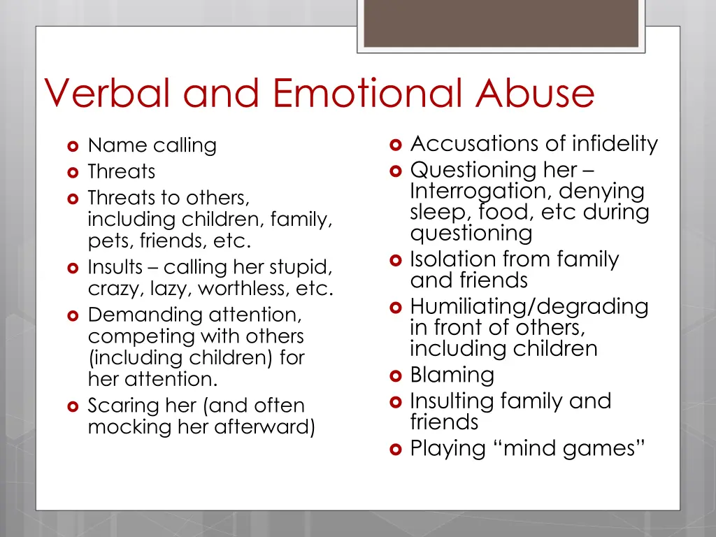verbal and emotional abuse