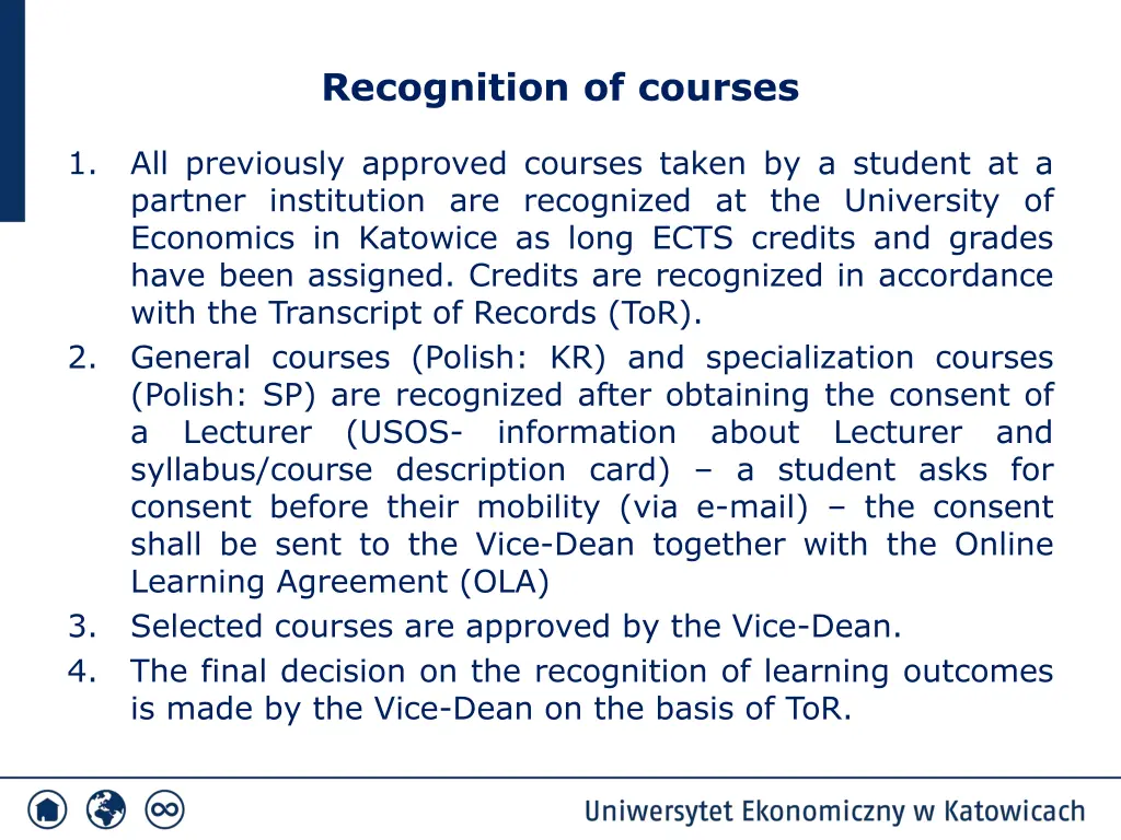 recognition of courses