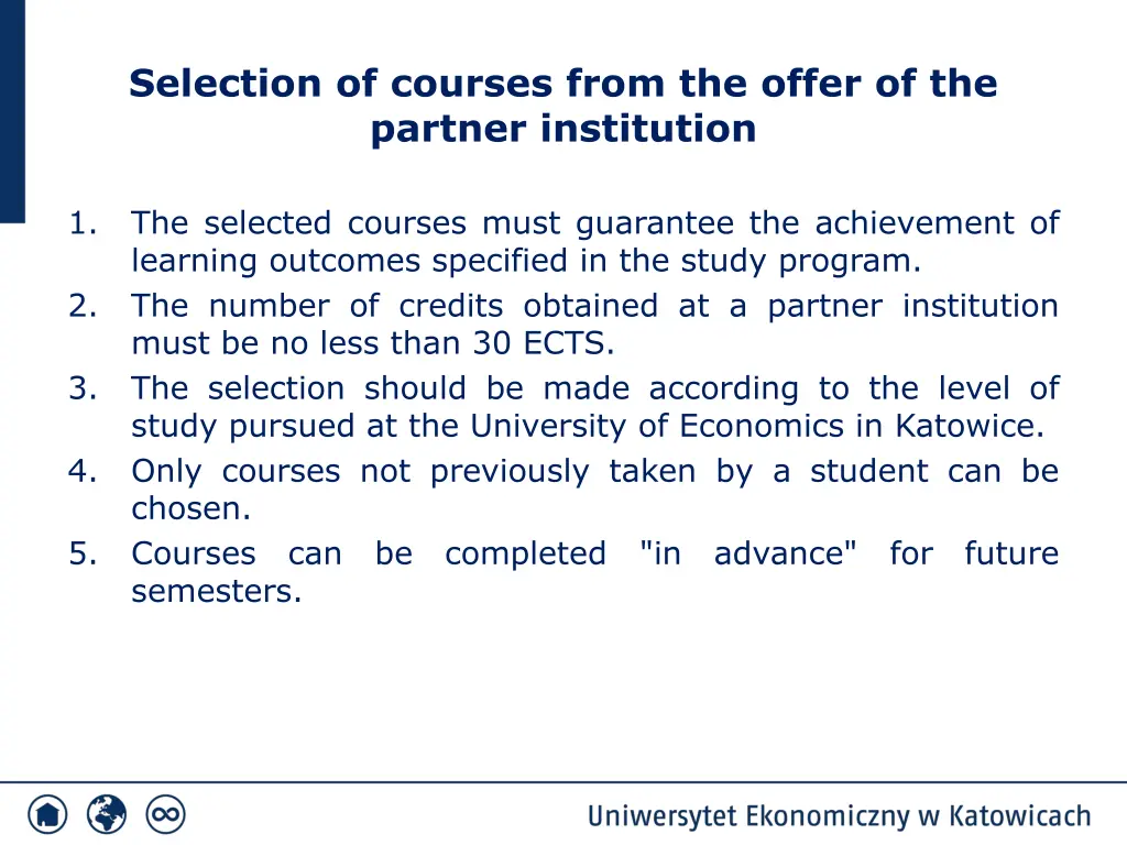 selection of courses from the offer