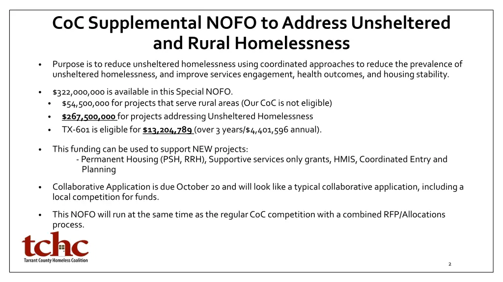 coc supplemental nofo to address unsheltered