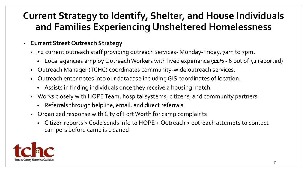 current strategy to identify shelter and house