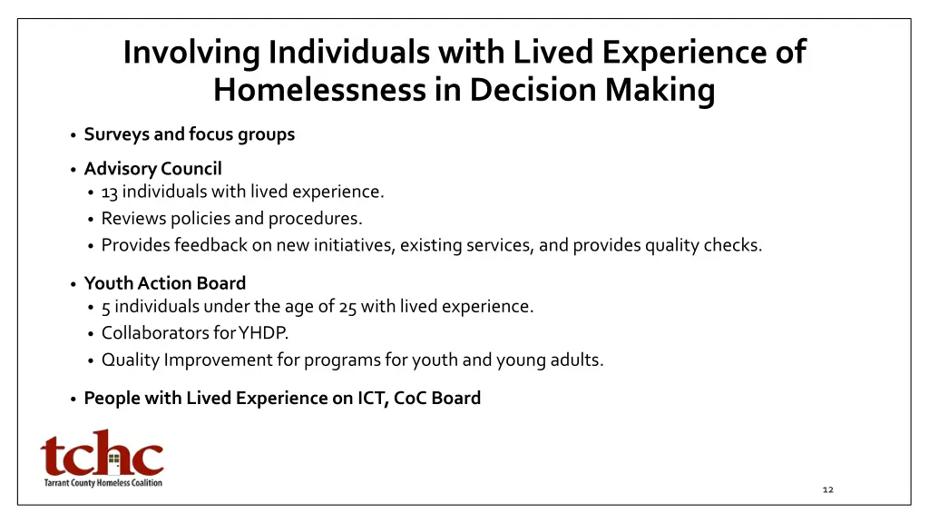 involving individuals with lived experience