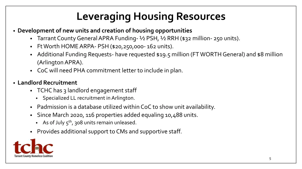 leveraging housing resources