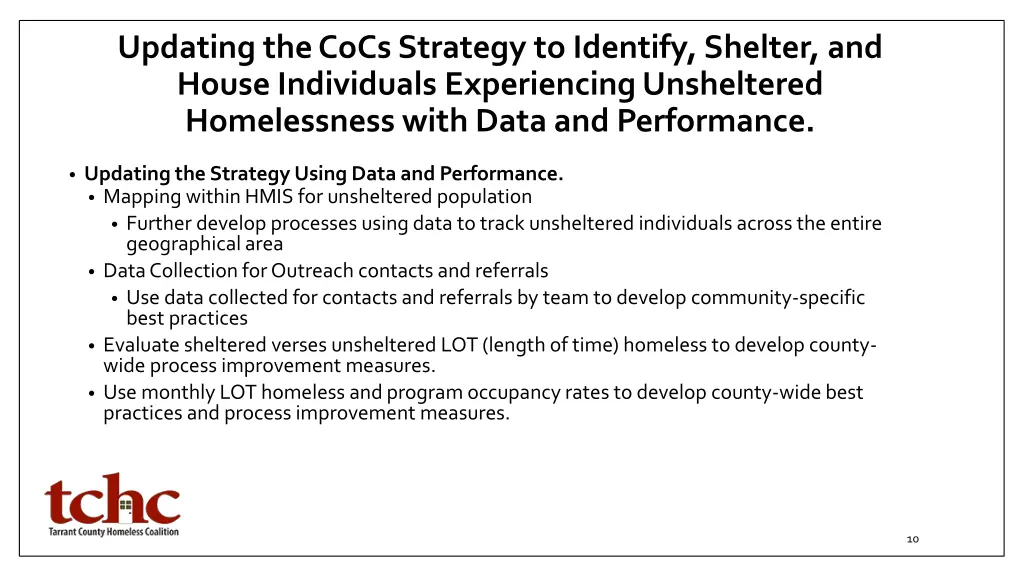 updating the cocs strategy to identify shelter