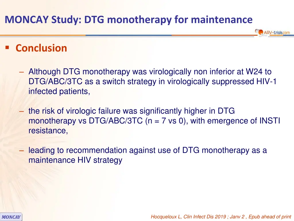 moncay study dtg monotherapy for maintenance 5
