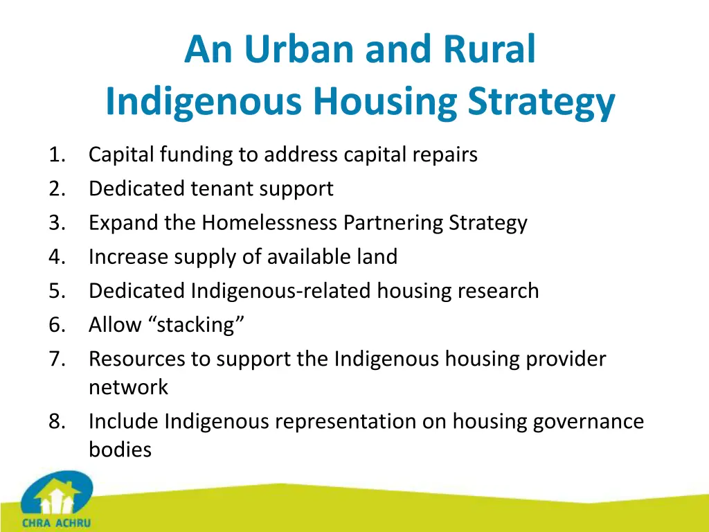 an urban and rural indigenous housing strategy