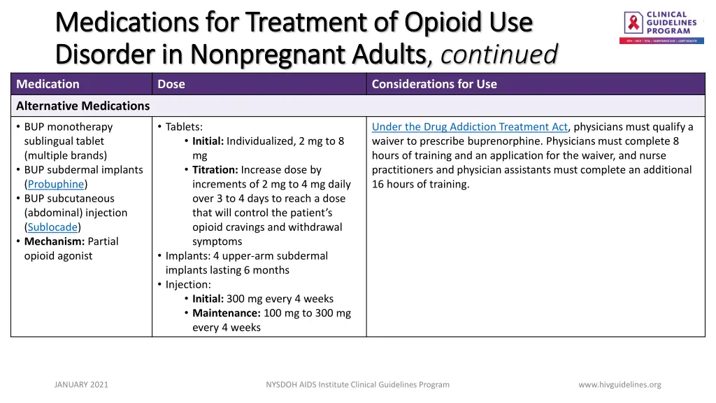 medications for treatment of opioid 1