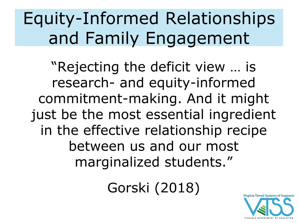 equity informed relationships and family