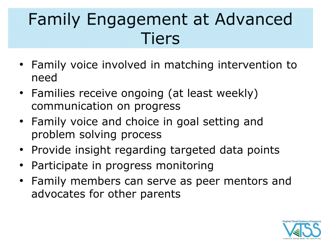 family engagement at advanced tiers
