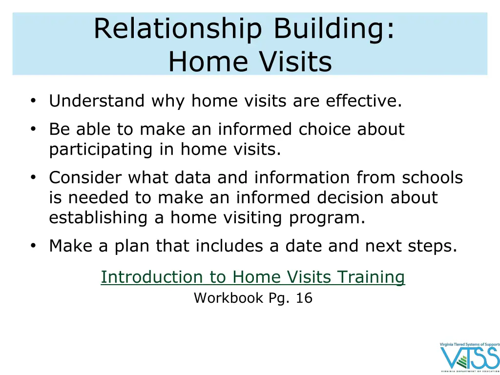 relationship building home visits
