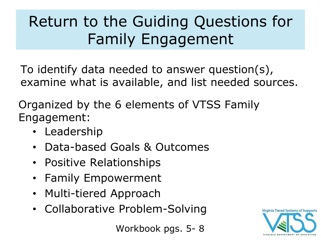 return to the guiding questions for family