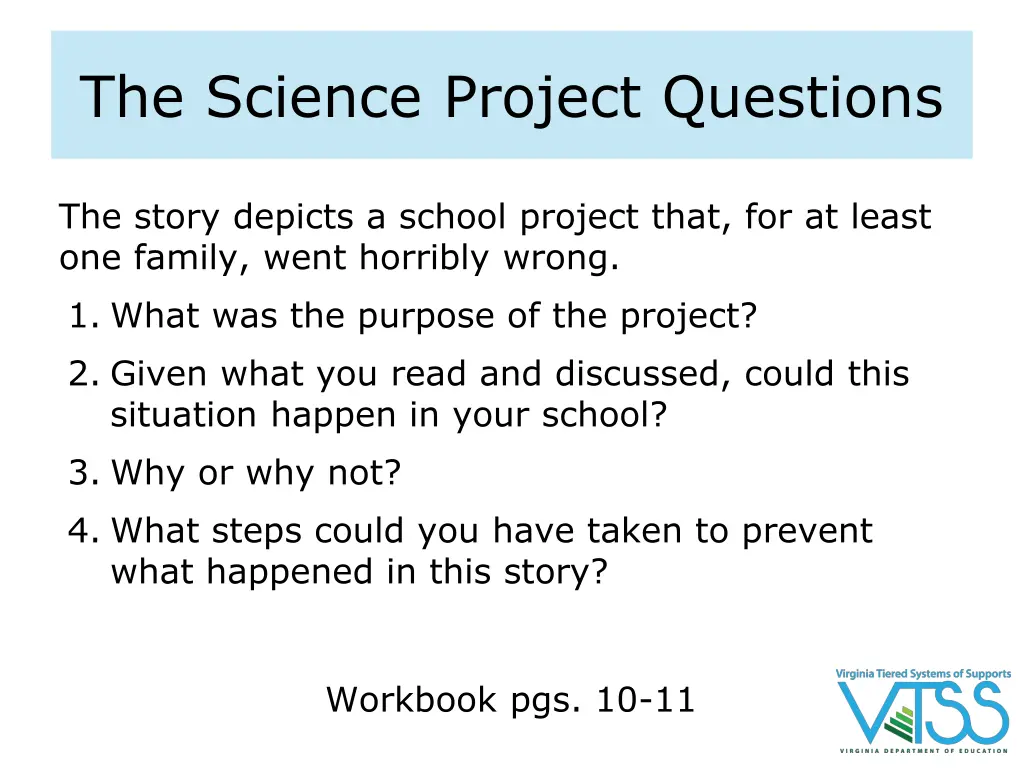 the science project questions