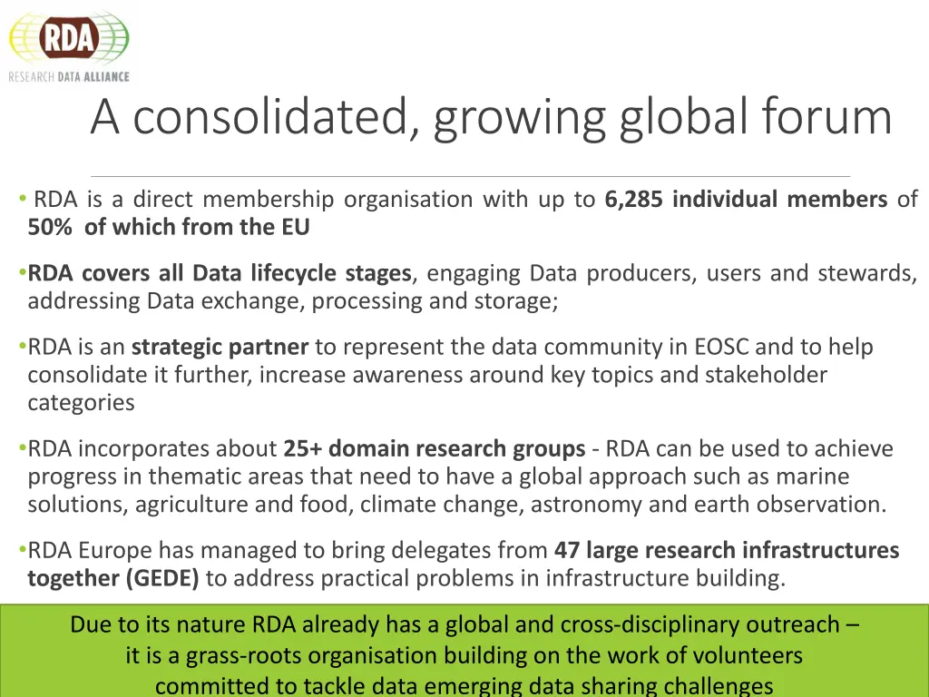 a consolidated growing global forum