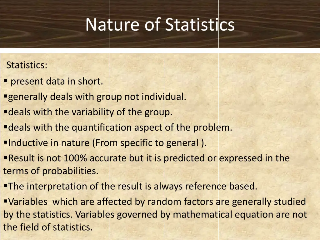nature of statistics