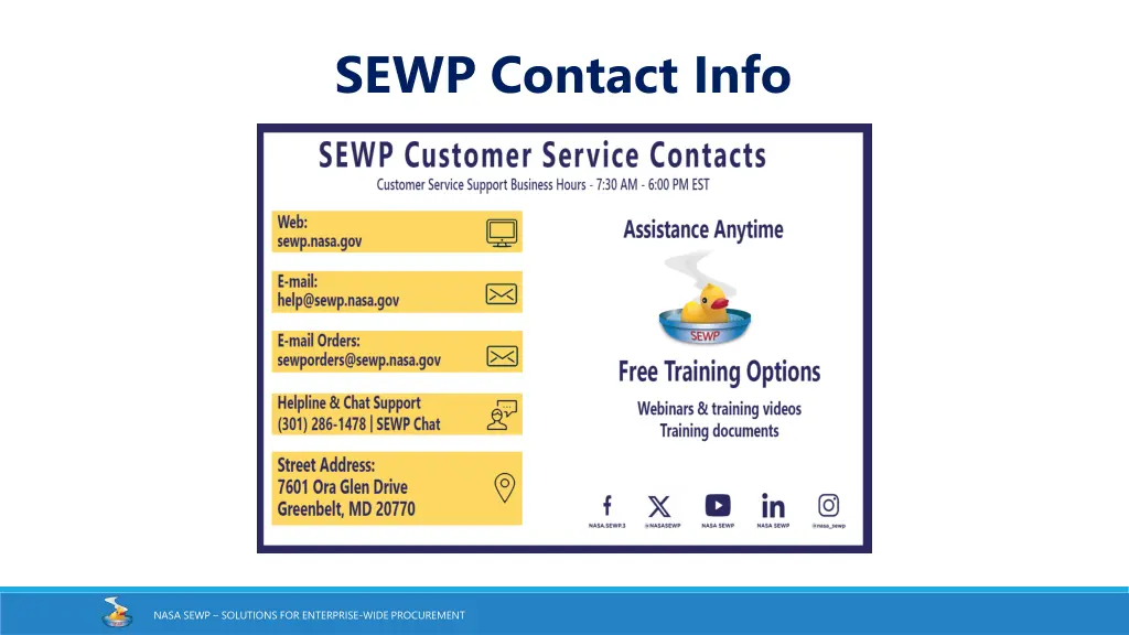 sewp contact info
