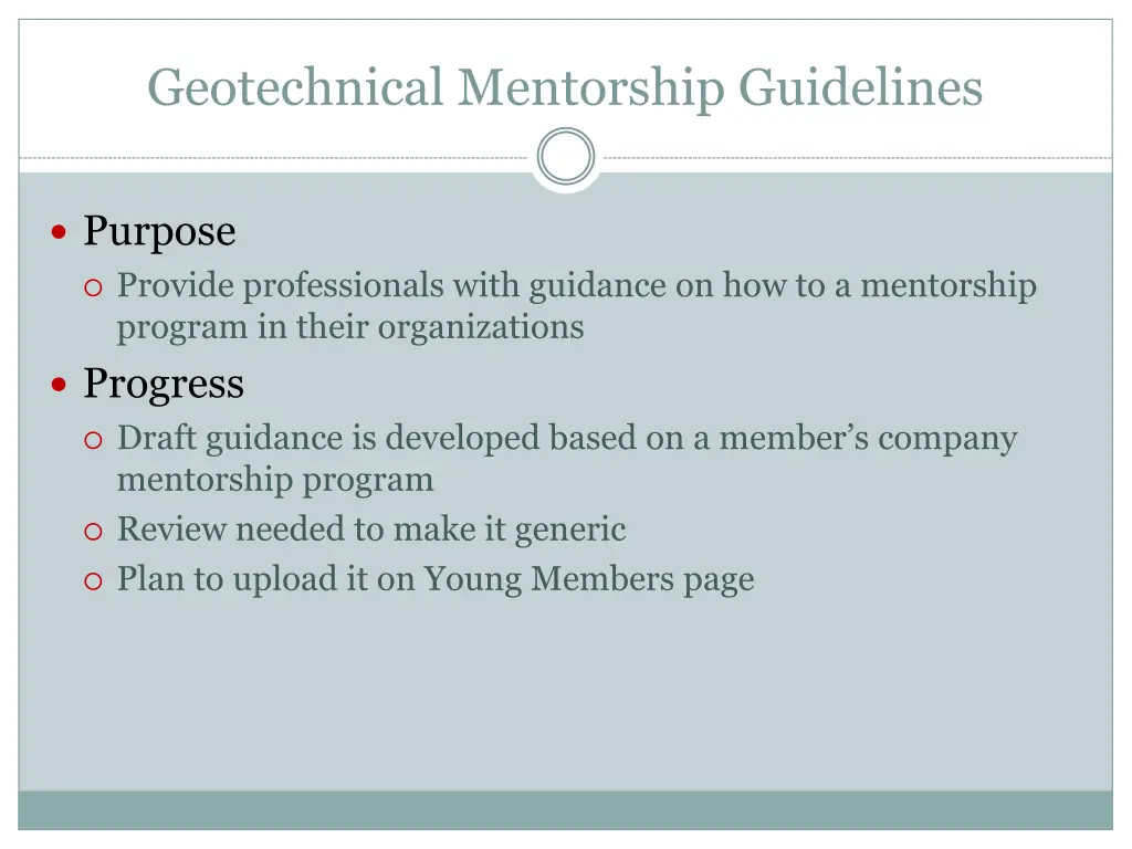 geotechnical mentorship guidelines