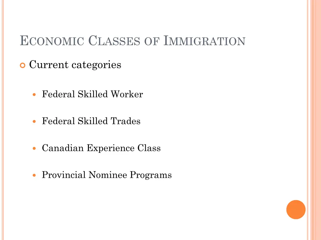 e conomic c lasses of i mmigration