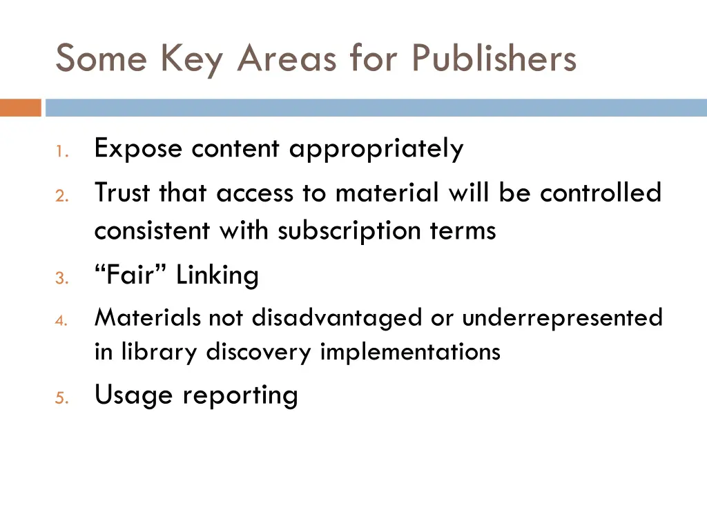 some key areas for publishers