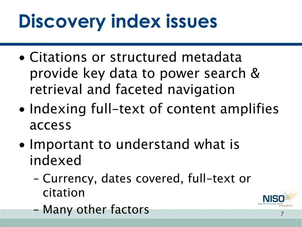 discovery index issues