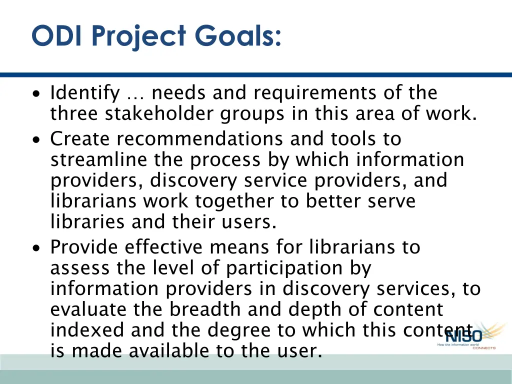 odi project goals