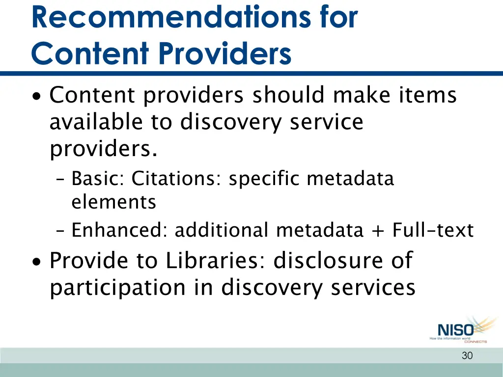 recommendations for content providers