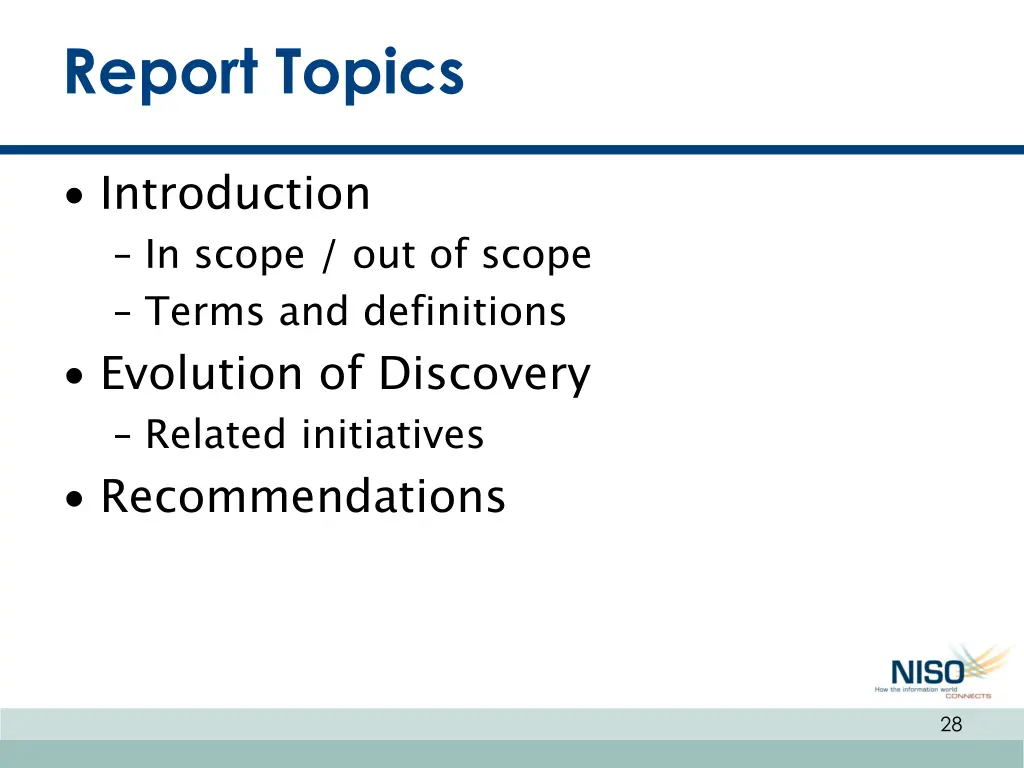 report topics