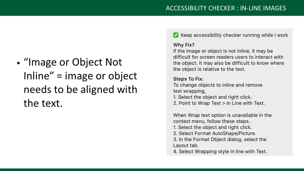 accessibility checker in line images