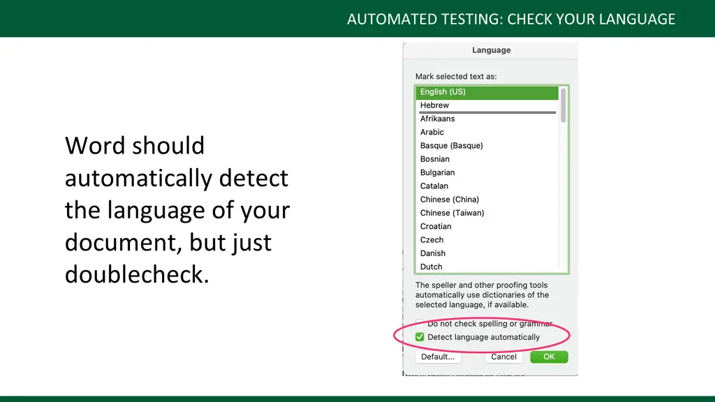 automated testing check your language