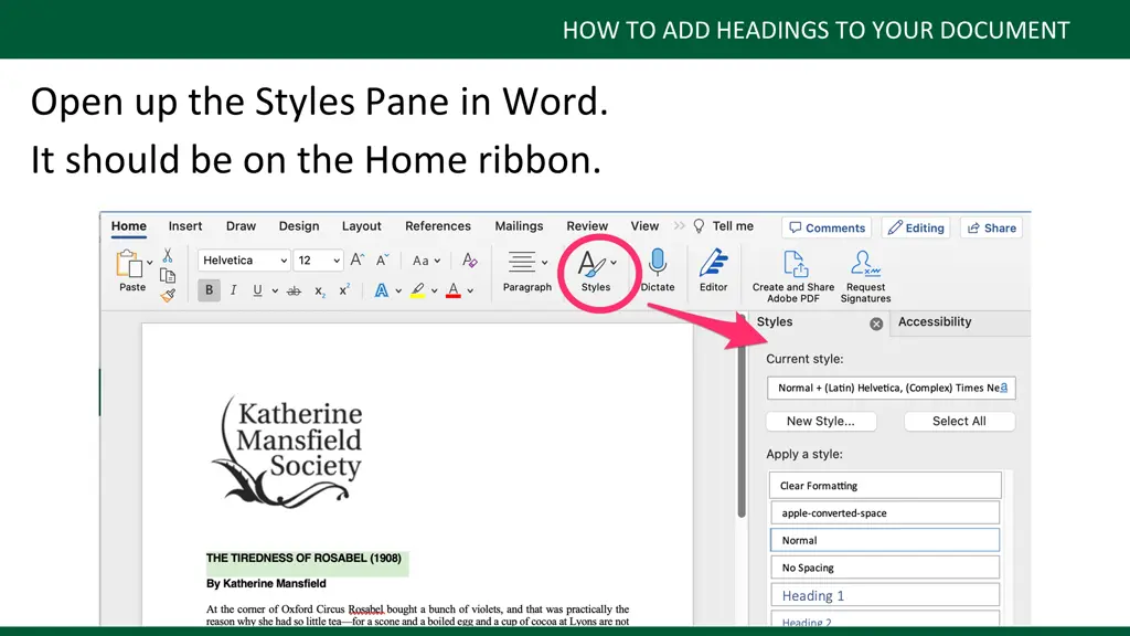 how to add headings to your document