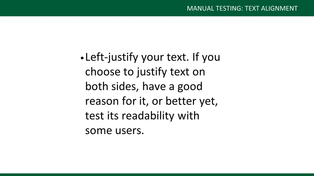 manual testing text alignment