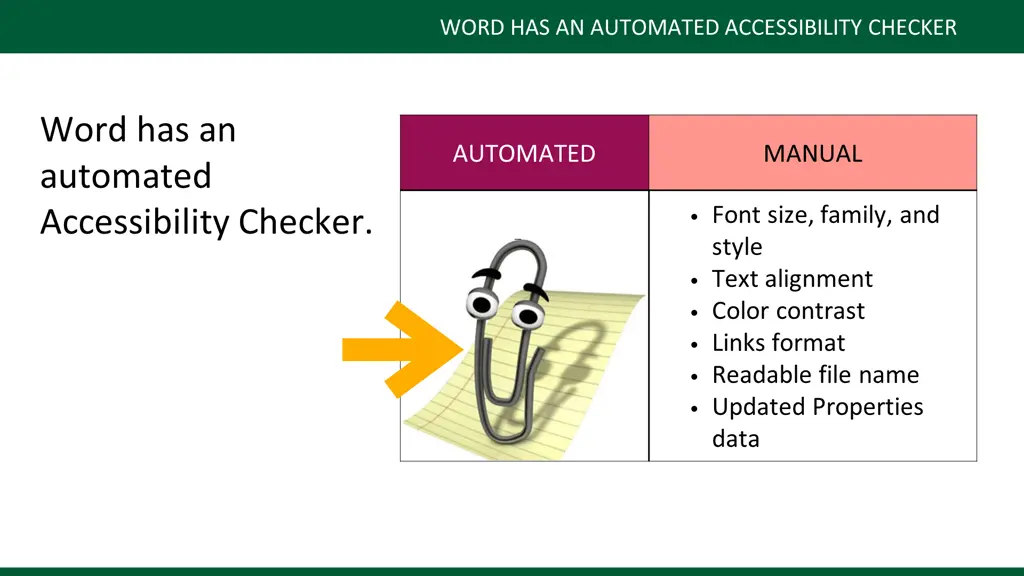 word has an automated accessibility checker
