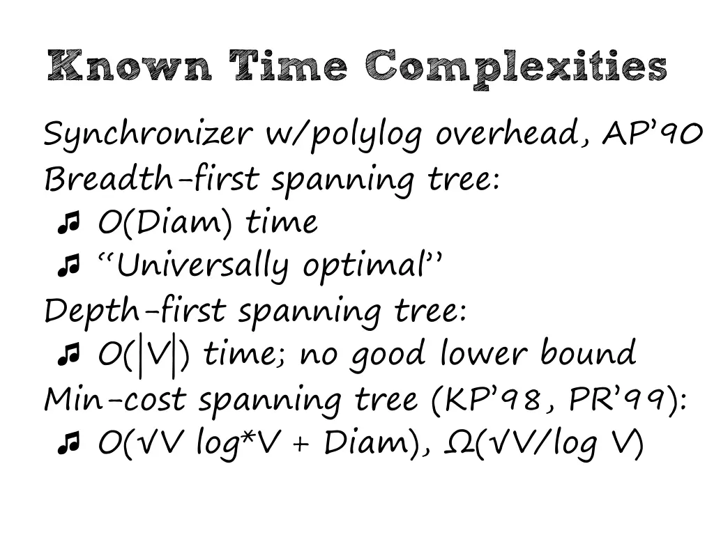 known time complexities synchronizer w polylog 1