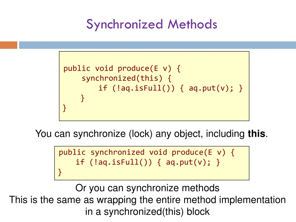 synchronized methods