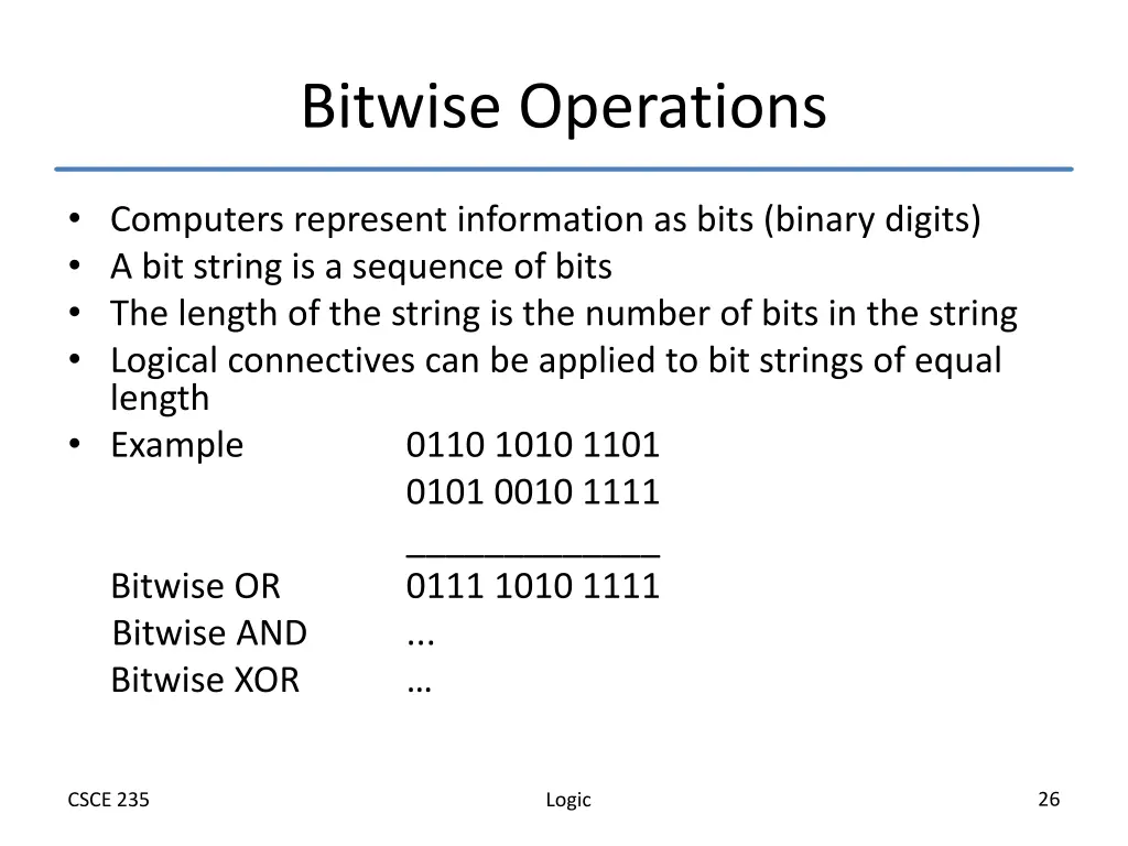 bitwise operations