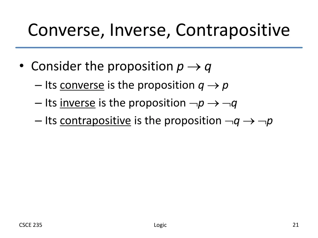 converse inverse contrapositive