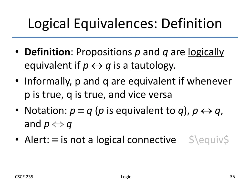 logical equivalences definition