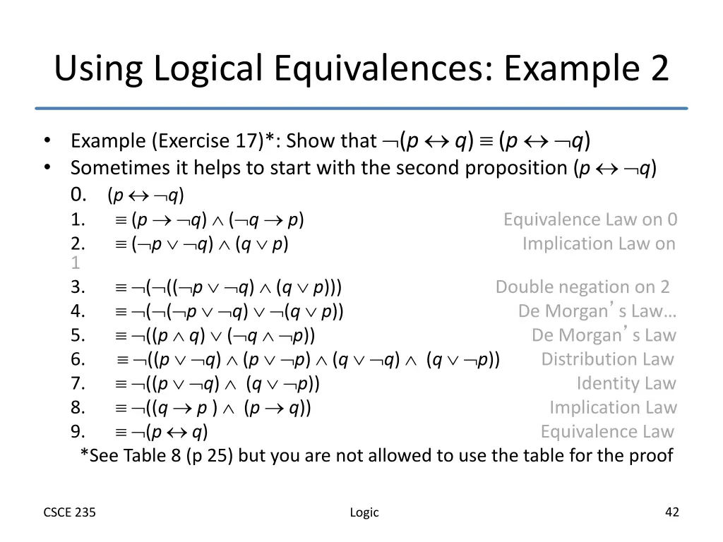 using logical equivalences example 2