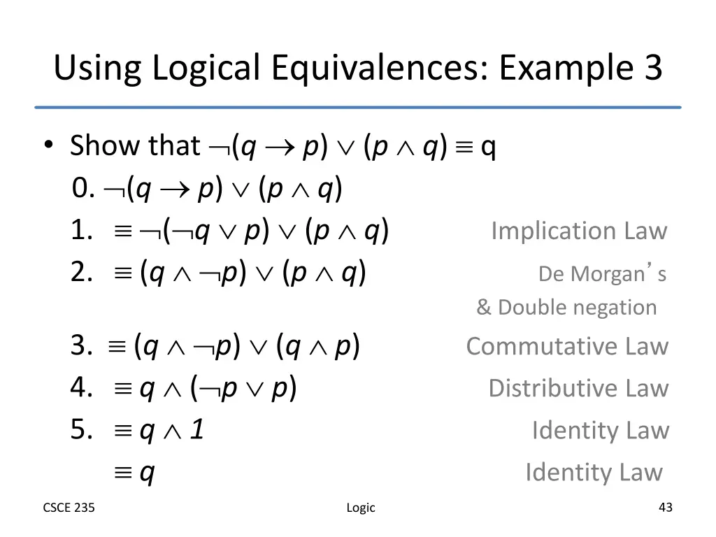 using logical equivalences example 3